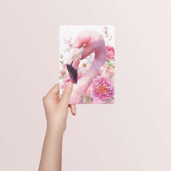 Watercolor Flamingo Wall Art Print, Unframed - Vibrant Tropical Elegance - Picture 5 of 7